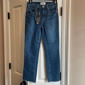 Paige Women’s Blue Jeans Frayed Hem 24 Cindy Crop Denim